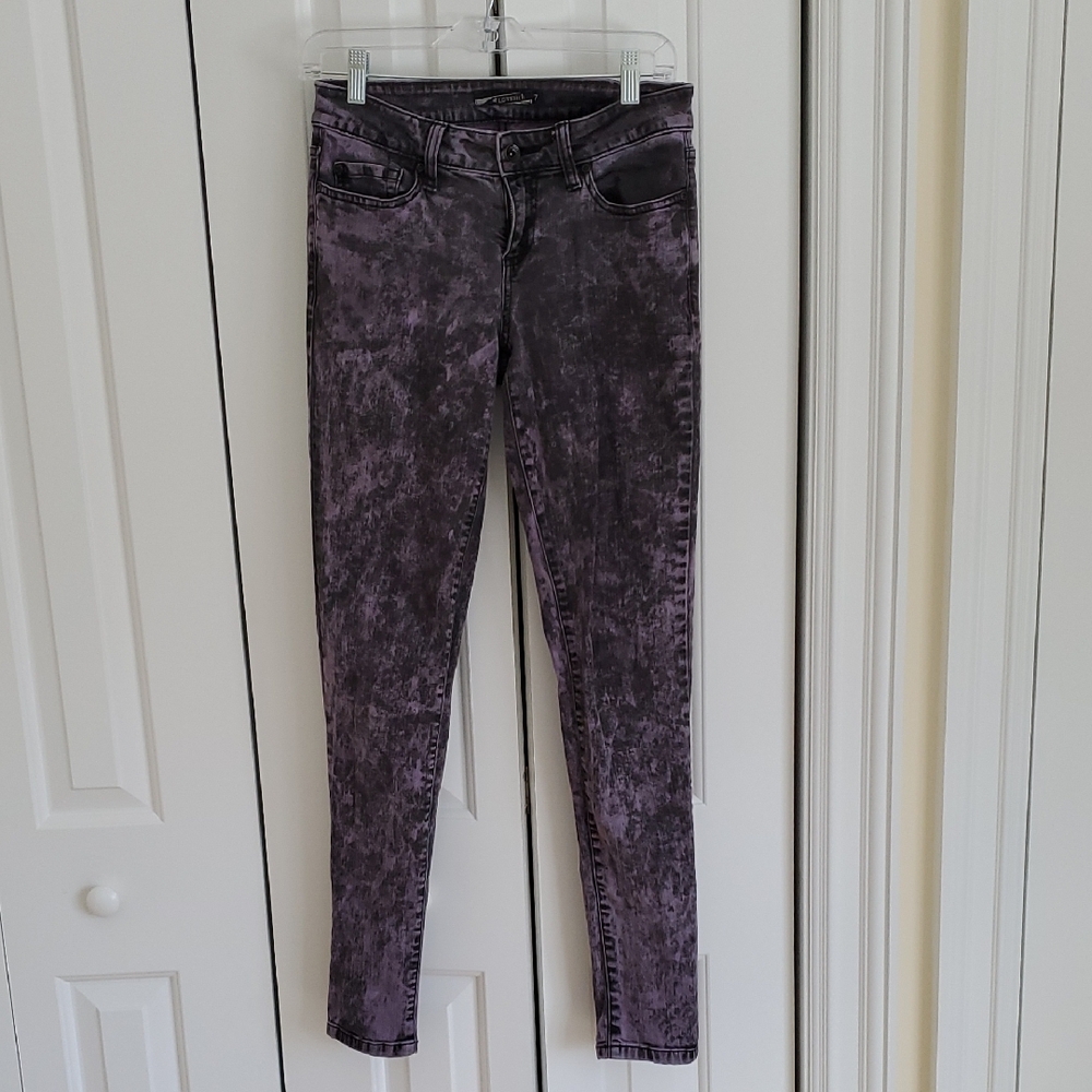 Purple mineral wash distressed girls jeans